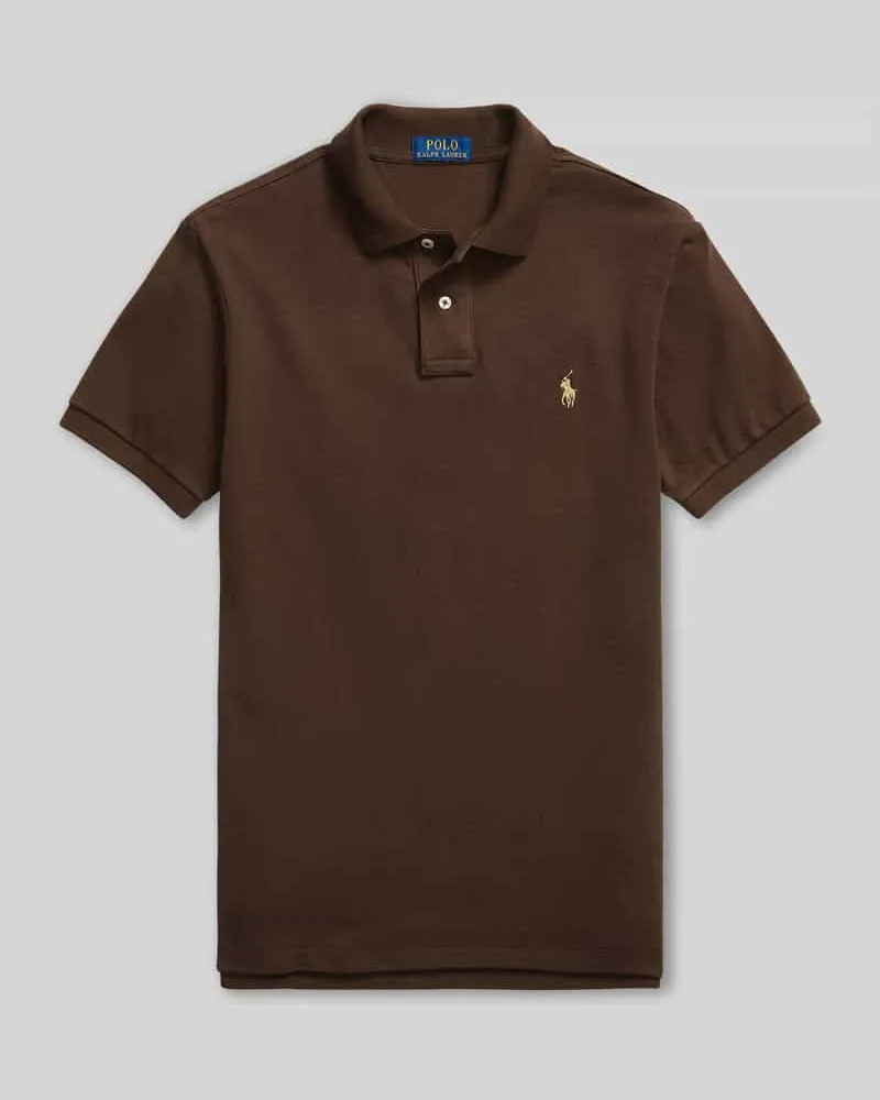 Ralph Lauren Slim Fit Poloshirt aus reiner Baumwolle Dunkelbraun