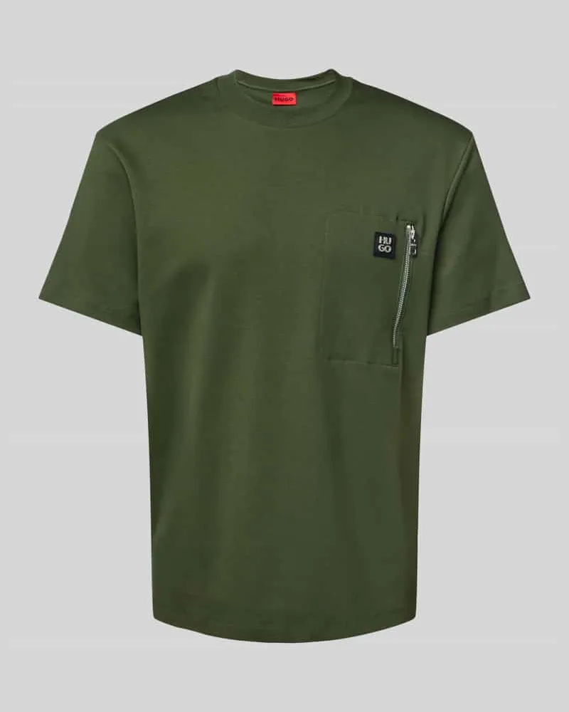 HUGO BOSS T-Shirt mit Reißverschlusstasche Modell 'Dargentee Dunkelgruen