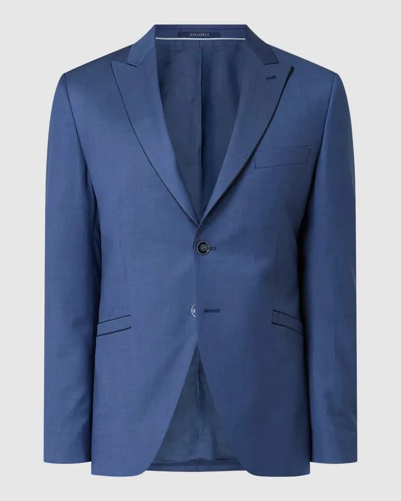 Wilvorst Slim Fit 2-Knopf-Sakko aus Wolle Blau