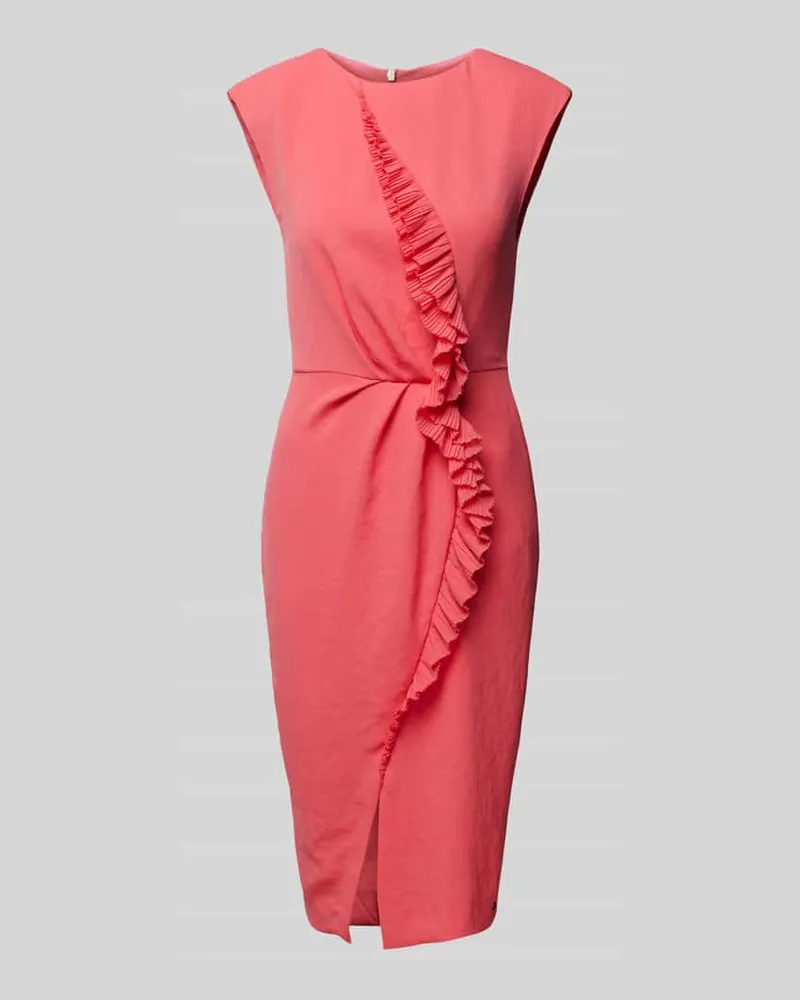 Marc Cain Knielanges Kleid mit Volants Koralle