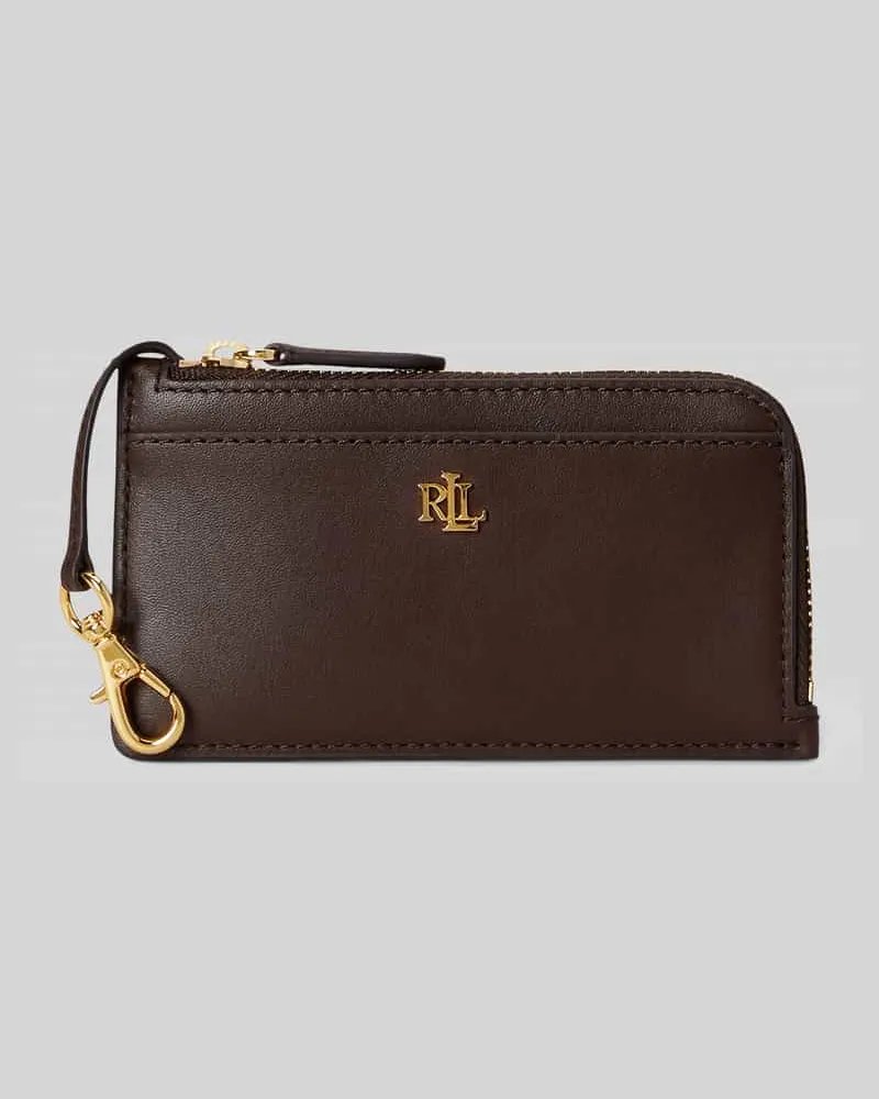 Ralph Lauren Portemonnaie für Kleingeld aus echtem Leder Dunkelbraun