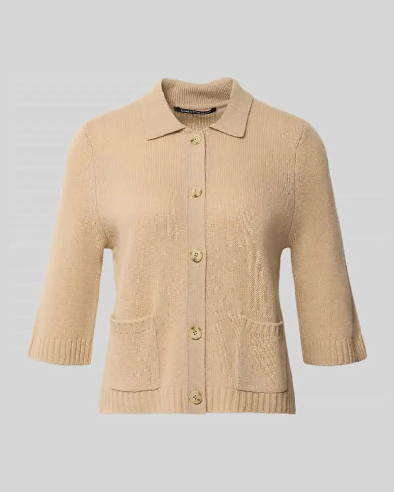 Luisa Cerano Regular Fit Strickjacke aus Woll-Mix mit Kaschmir-Anteil Cognac