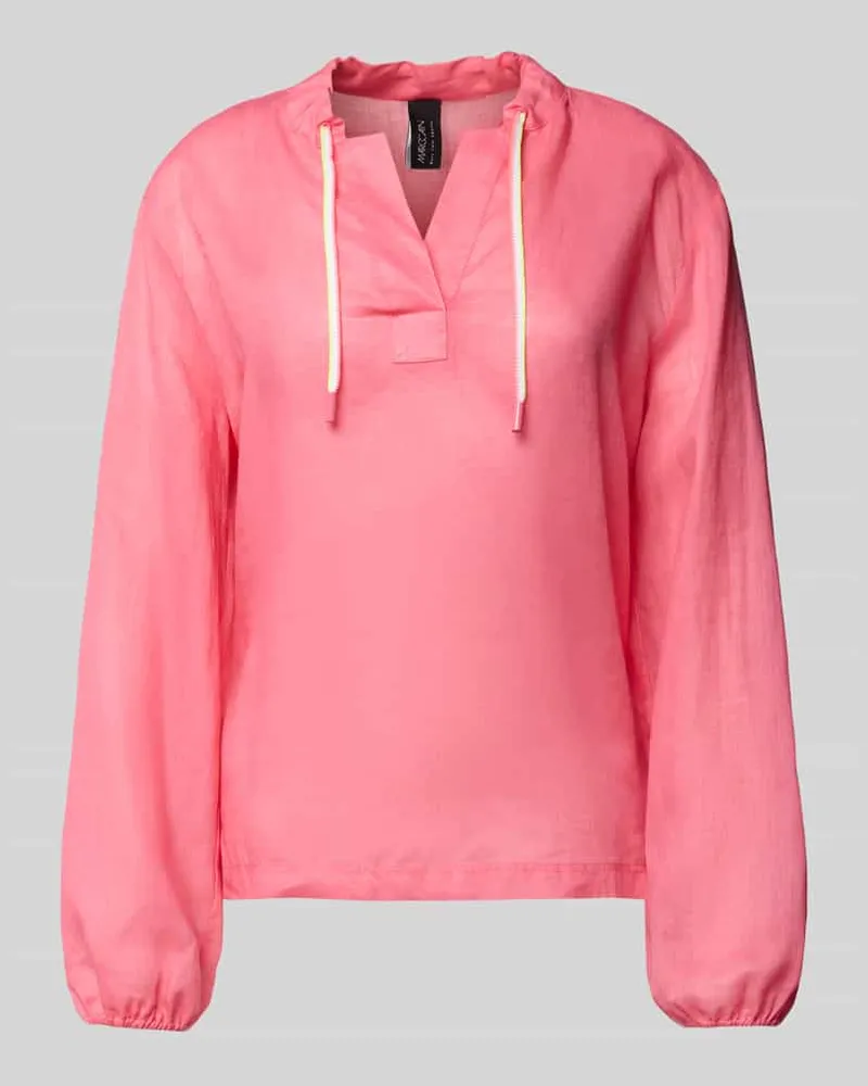Marc Cain Regular Fit Bluse mit V-Ausschnitt und Tunnelzug Pink