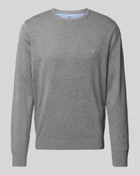 Fynch-Hatton Strickpullover mit Label-Stitching Modell 'Superfine Silber