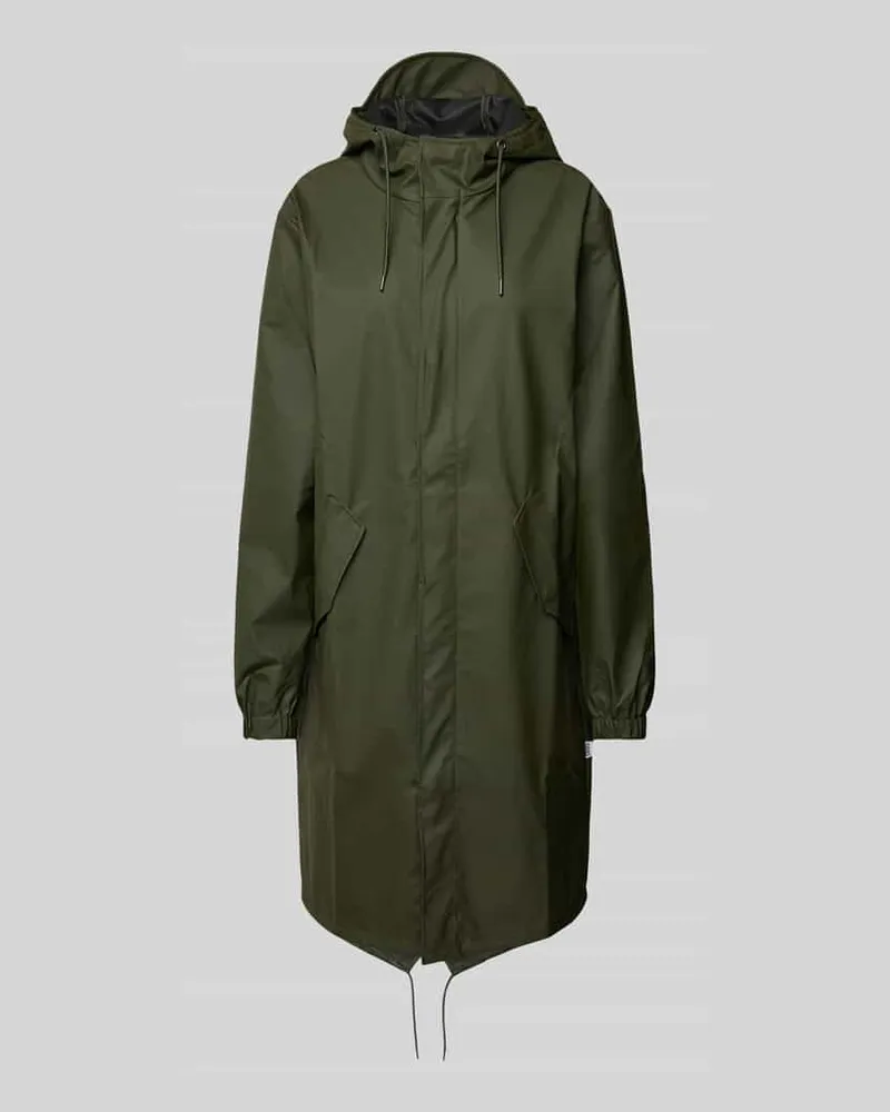 RAINS Regenmantel mit seitlichen Pattentaschen Modell 'Fishtail Khaki