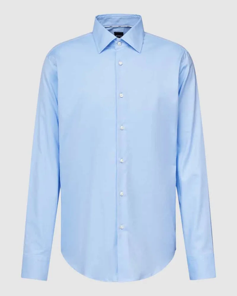HUGO BOSS Regular Fit Businesshemd aus Uni Struktur Bleu