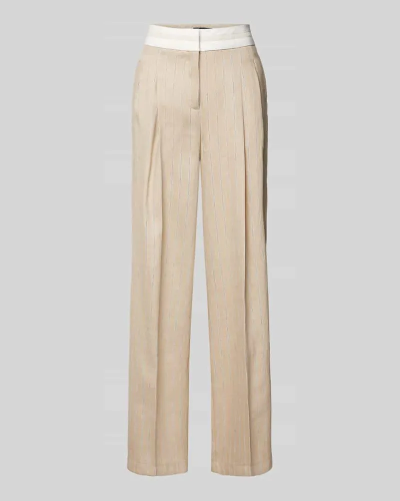 Cambio Wide Leg Leinenhose mit Bundfalten Modell 'ANNY Beige