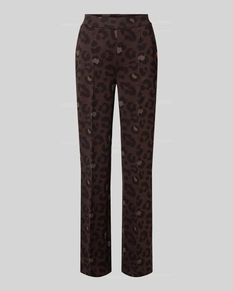 Milano Italy Jogpants im Allover-Look mit elastischem Bund Schoko