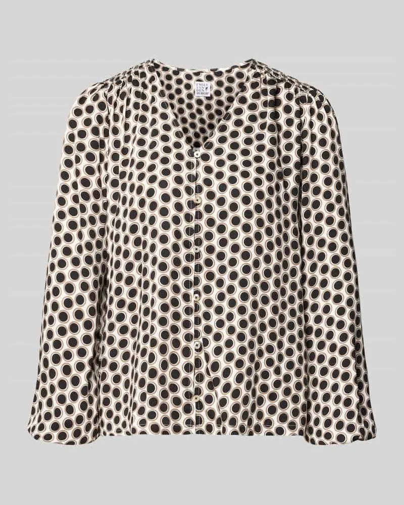 Emily van den Bergh Regular Fit Bluse aus Viskose im Allover-Look Black