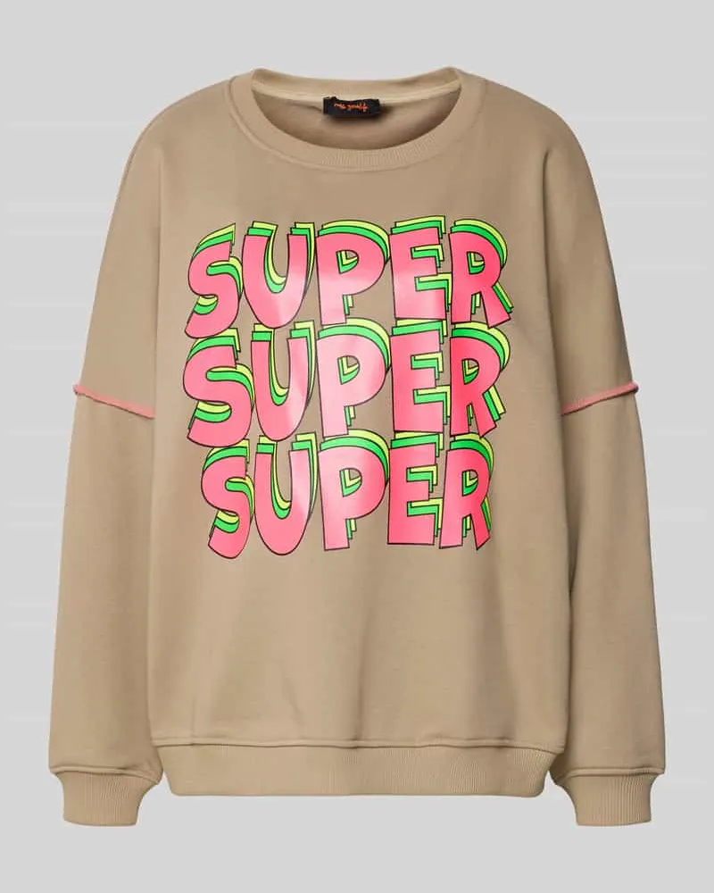 Miss Goodlife Oversized Sweatshirt mit gerippten Abschlüssen Sand