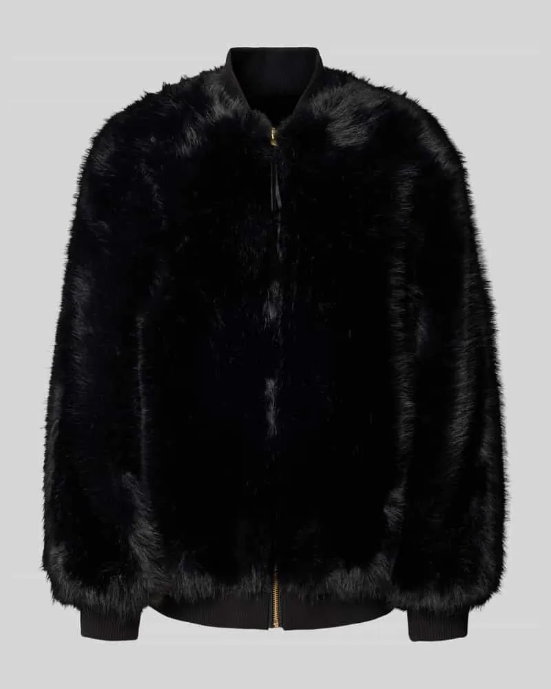 Armani Exchange Jacke aus Kunstfell mit Stehkragen und Reißverschluss Black