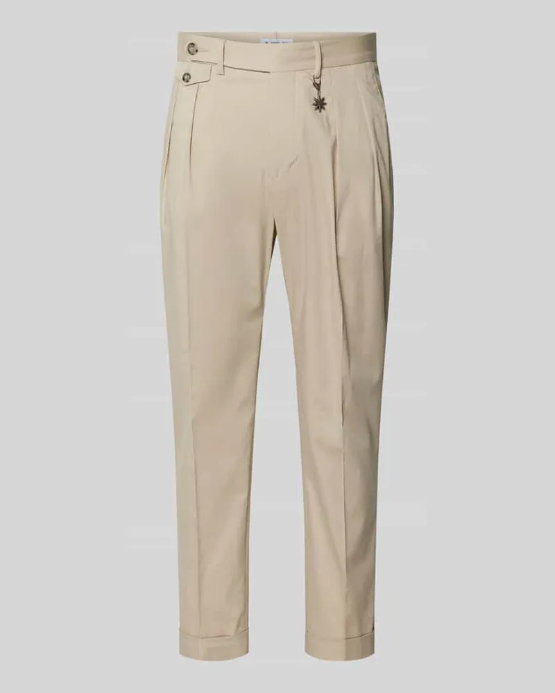 Manuel Ritz Hose mit gelegten Falten und Eingrifftaschen Sand