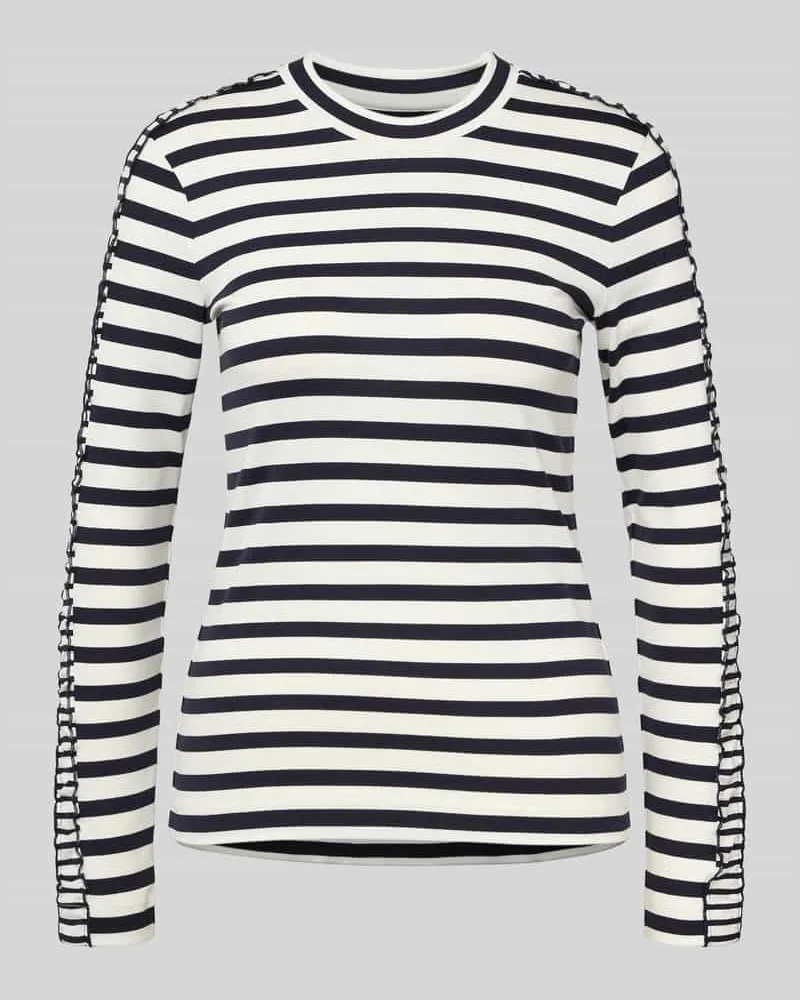 Marc Cain Longsleeve mit geripptem Rundhalsausschnitt Marine