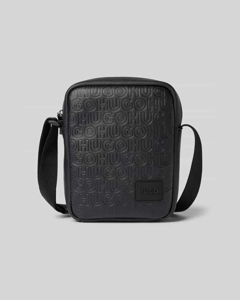 HUGO BOSS Umhängetasche mit Allover-Label-Muster Modell 'ETHON2.0HI Black