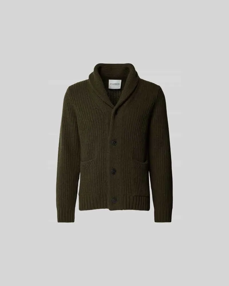 Closed Strickjacke aus Wolle mit Schalkragen Khaki