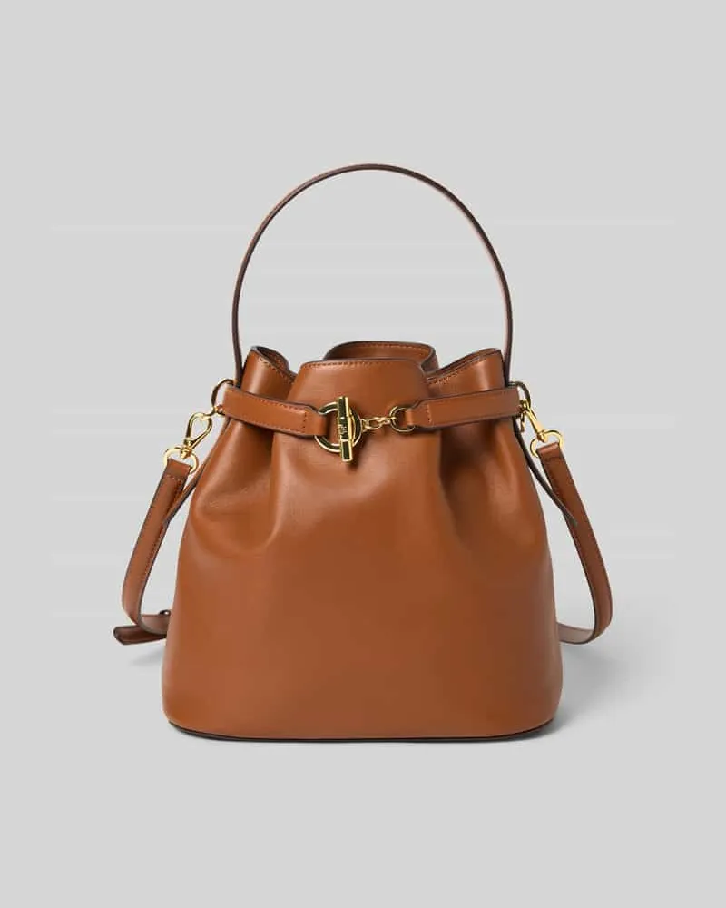 Ralph Lauren Bucket Bag aus echtem Rindsleder Cognac