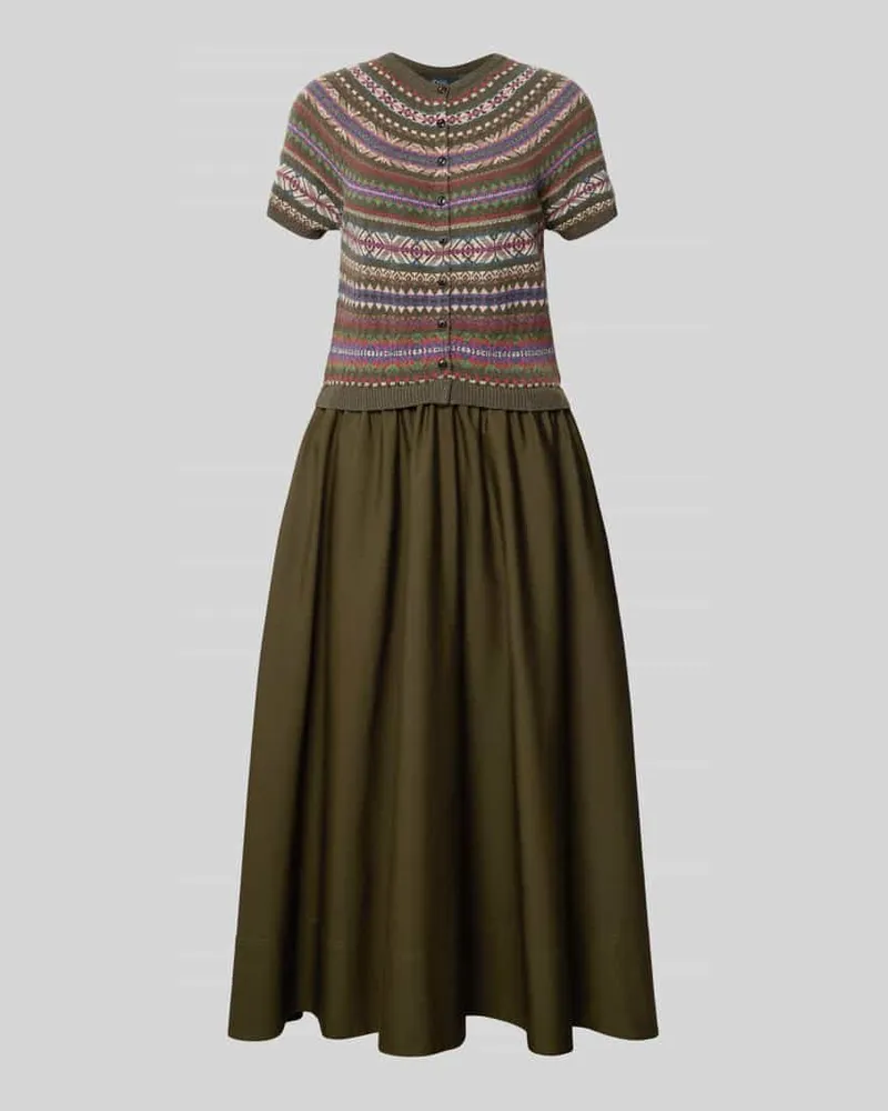 Ralph Lauren A-Linien Freizeitkleid aus Woll-Mix mit Kaschmir-Anteil Oliv