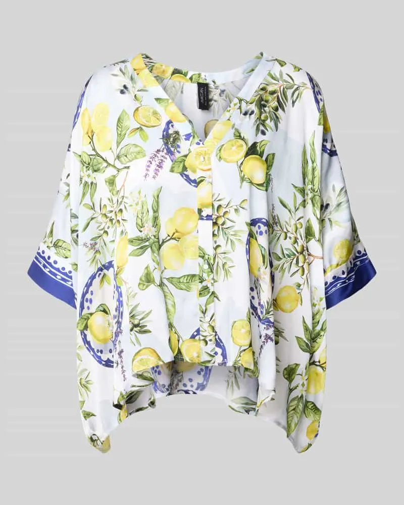 Marc Cain Relaxed Fit Bluse aus Viskose mit V-Ausschnitt Weiss