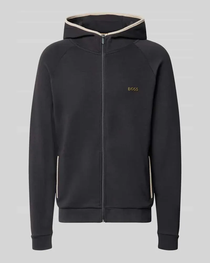 HUGO BOSS Regular Fit Sweatjacke aus Baumwoll-Mix Black