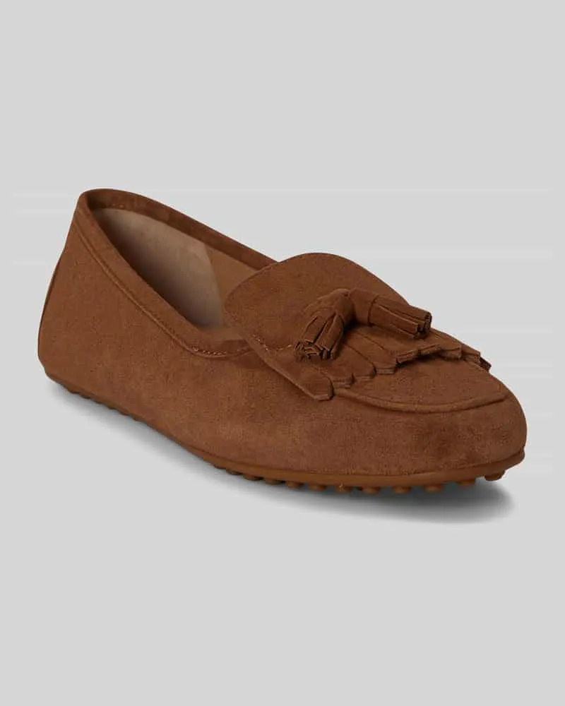 Ralph Lauren Loafer aus echtem Veloursleder Modell 'TAYTE Cognac