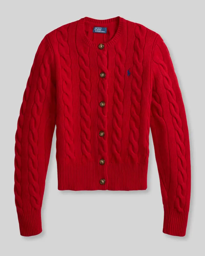 Ralph Lauren Regular Fit Strickjacke aus Wolle mit Kaschmir-Anteil Rot
