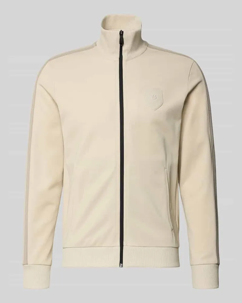 HUGO BOSS Regular Fit Sweatjacke mit Baumwoll-Anteil Modell 'LUX SKARLEY Beige