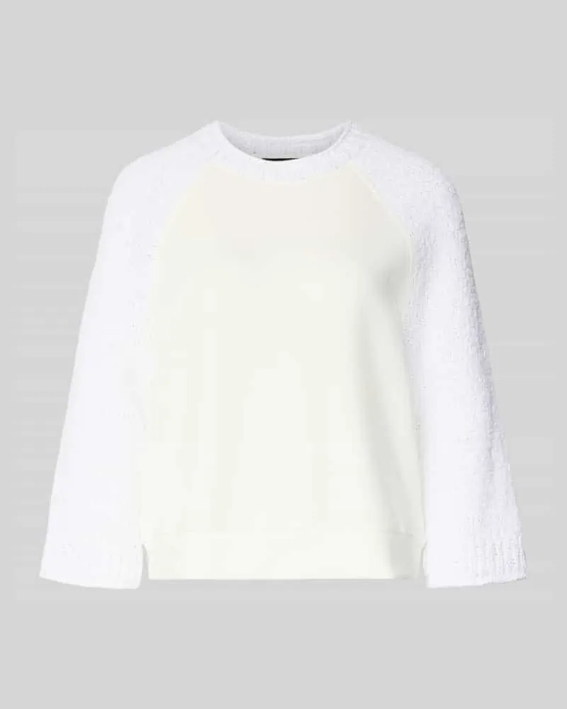 Marc Cain Relaxed Fit Pullover mit Strick-Besatz Offwhite