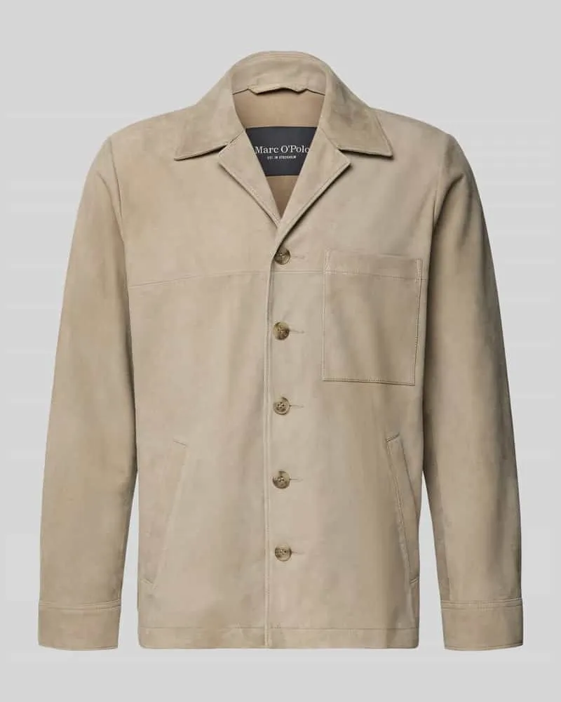 Marc O'Polo Regular Fit Ziegenlederjacke mit Brusttasche Hellbraun