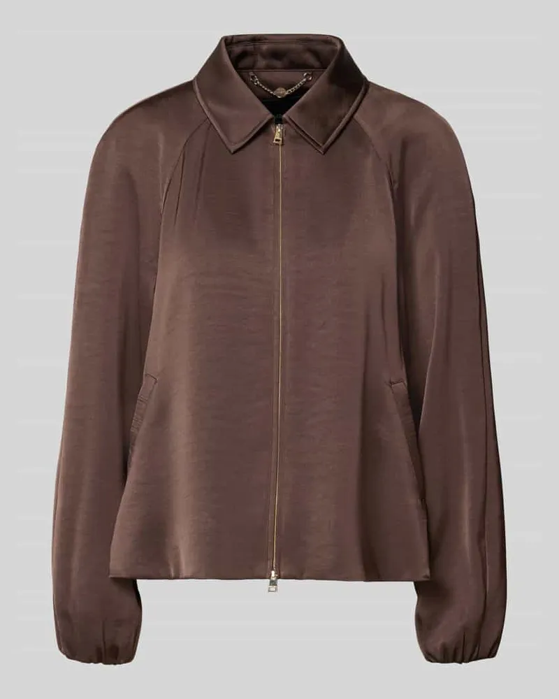 Marc Cain Jacke aus Satin mit Zweiwege-Reißverschluss Dunkelbraun