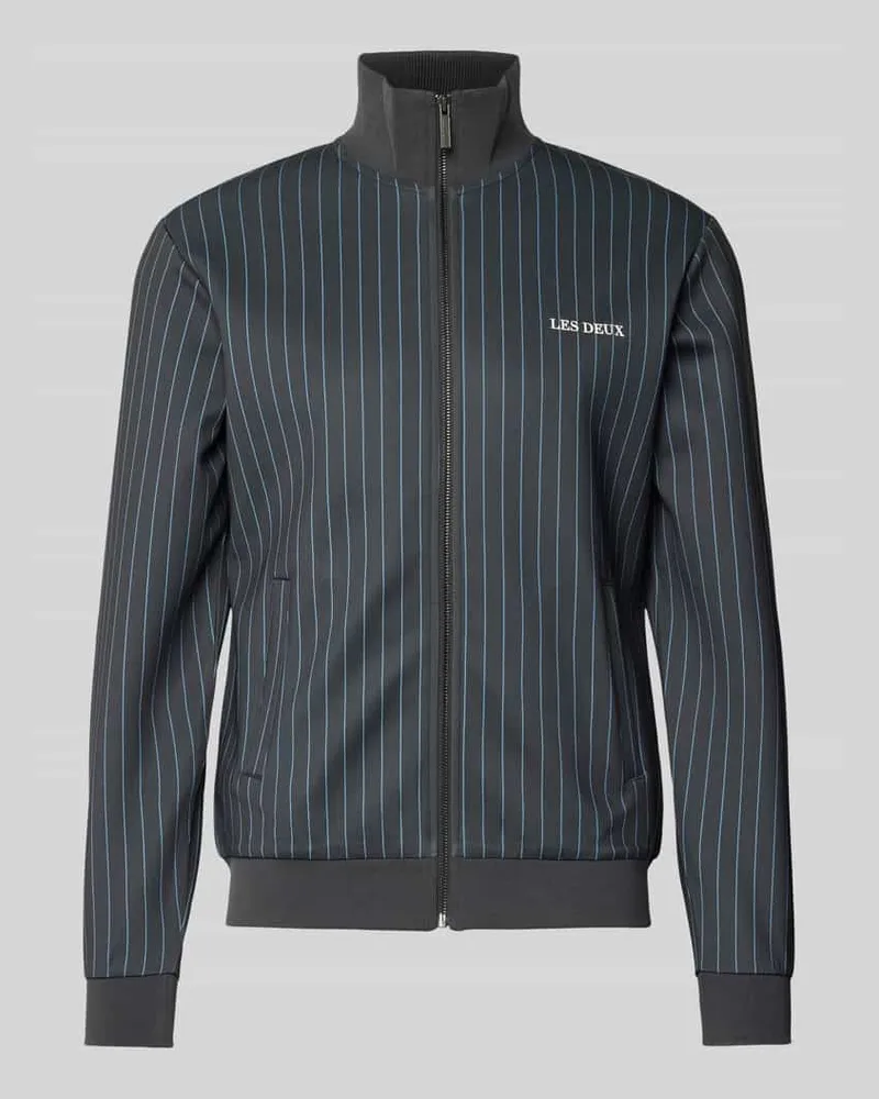 LES DEUX Trainingsjacke mit Streifenmuster Modell 'Ballier Dunkelgrau