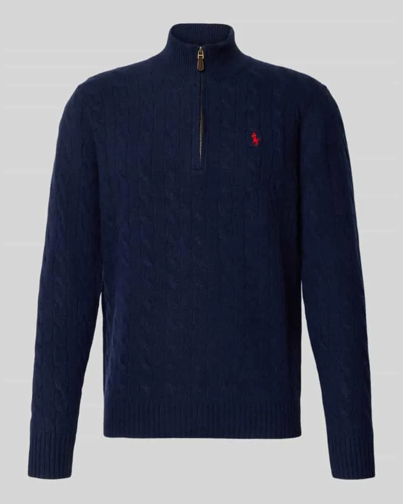 Ralph Lauren Strickpullover aus Baumwoll-Kaschmir-Mix mit Stehkragen Marine