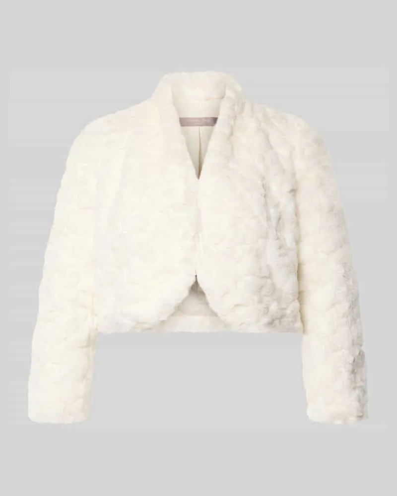 Christian Berg Cropped Jacke aus Kunstfell mit 3/4-Arm Ecru