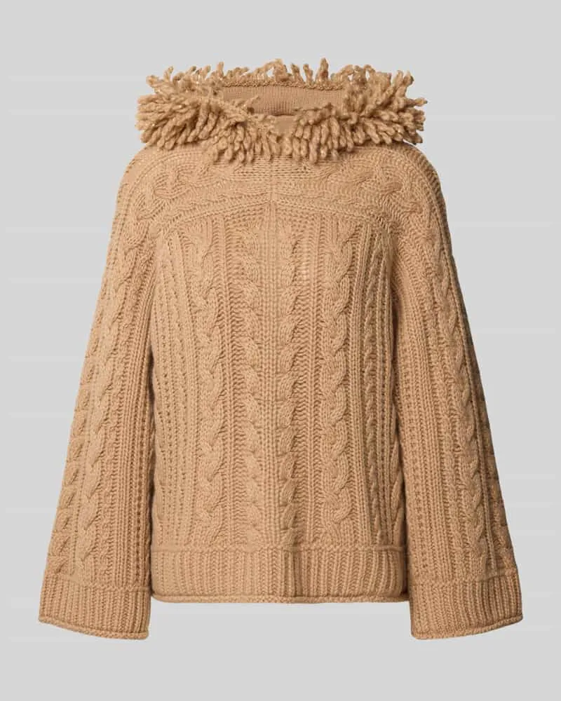 Marc Cain Wollpullover mit Zopfmuster Camel