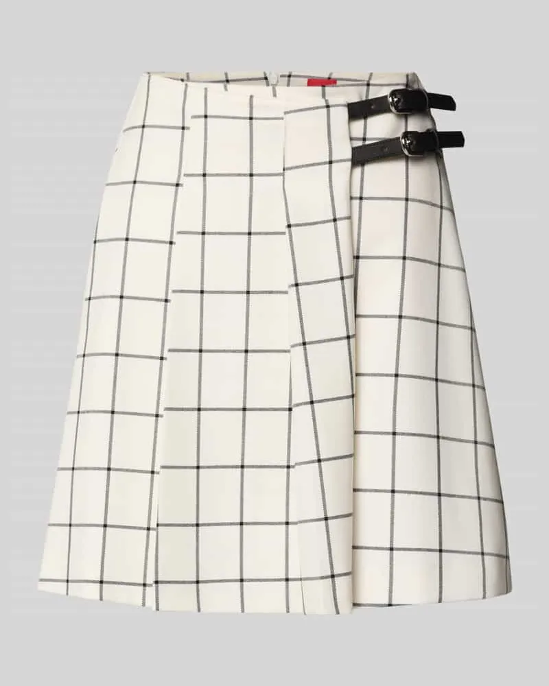HUGO BOSS Minirock in Wickel-Optik mit Dornschließen Modell 'Raluna Offwhite