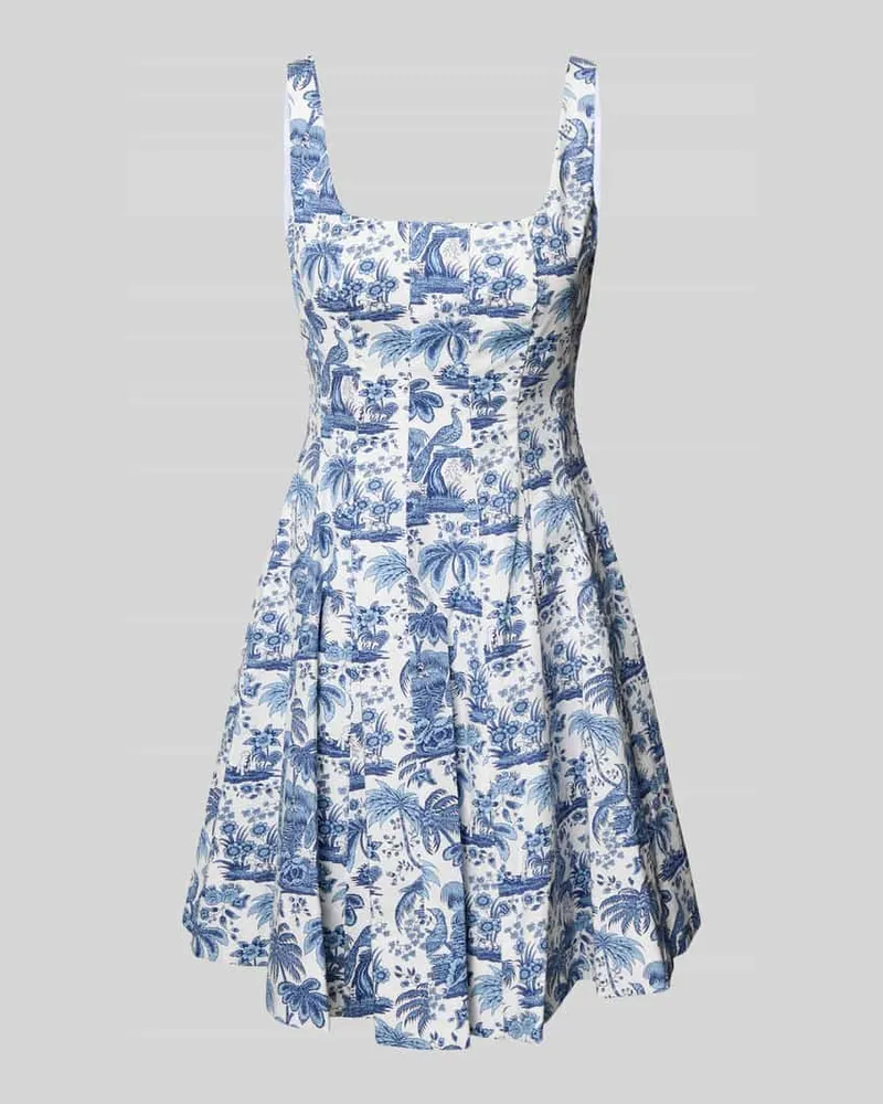 STAUD Minikleid mit Karree-Ausschnitt Modell 'MINI WELLS Bleu