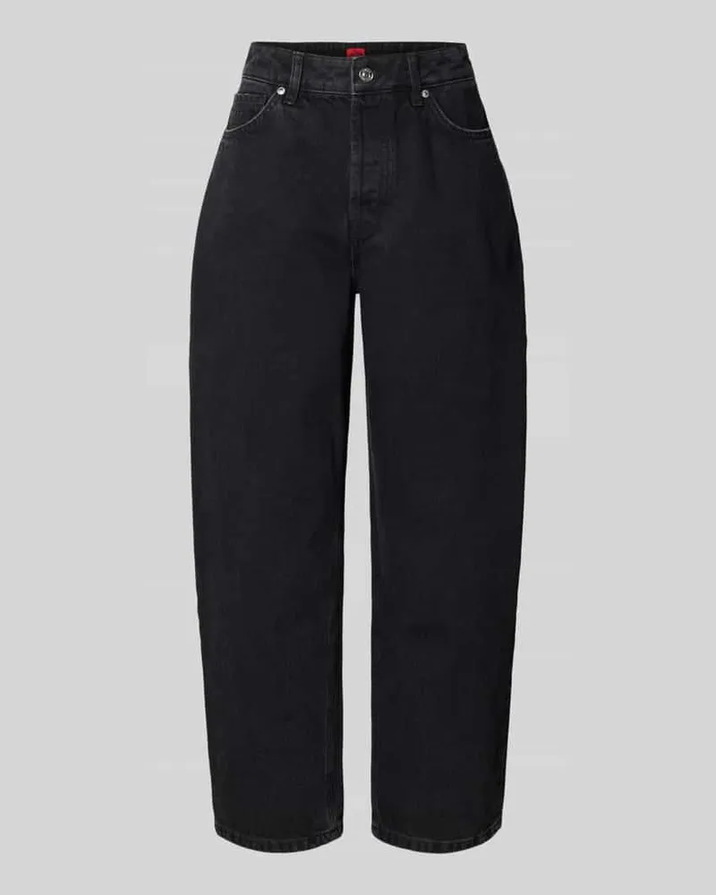 HUGO BOSS Mom Fit Jeans mit weitem Bein und Eingrifftaschen Modell 'Gimine Black