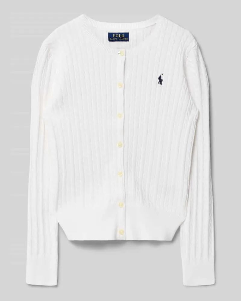 Ralph Lauren Regular Fit Strickjacke aus reiner Baumwolle Weiss