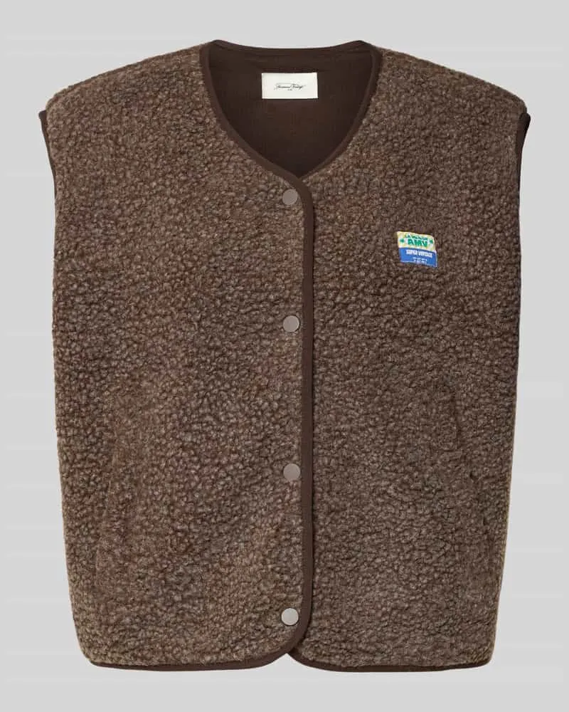 American Vintage Relaxed Fit Weste aus Teddyfell Modell 'Hoktown Dunkelbraun