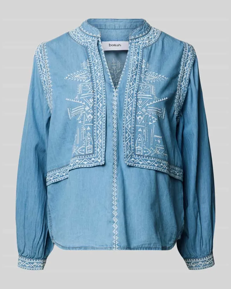 ba&sh Regular Fit Bluse mit Stitchings Modell 'LAURA Hellblau