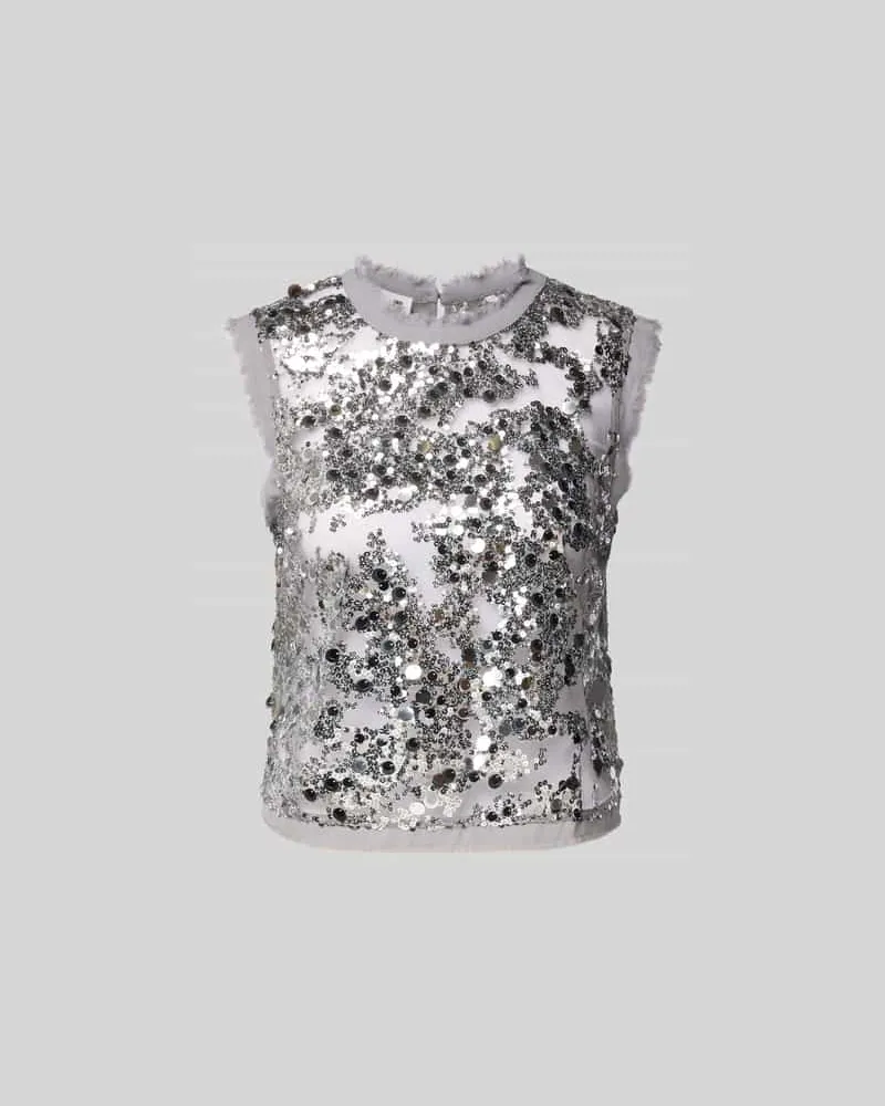 Baum und Pferdgarten Top mit Allover-Pailettenbesatz Silber