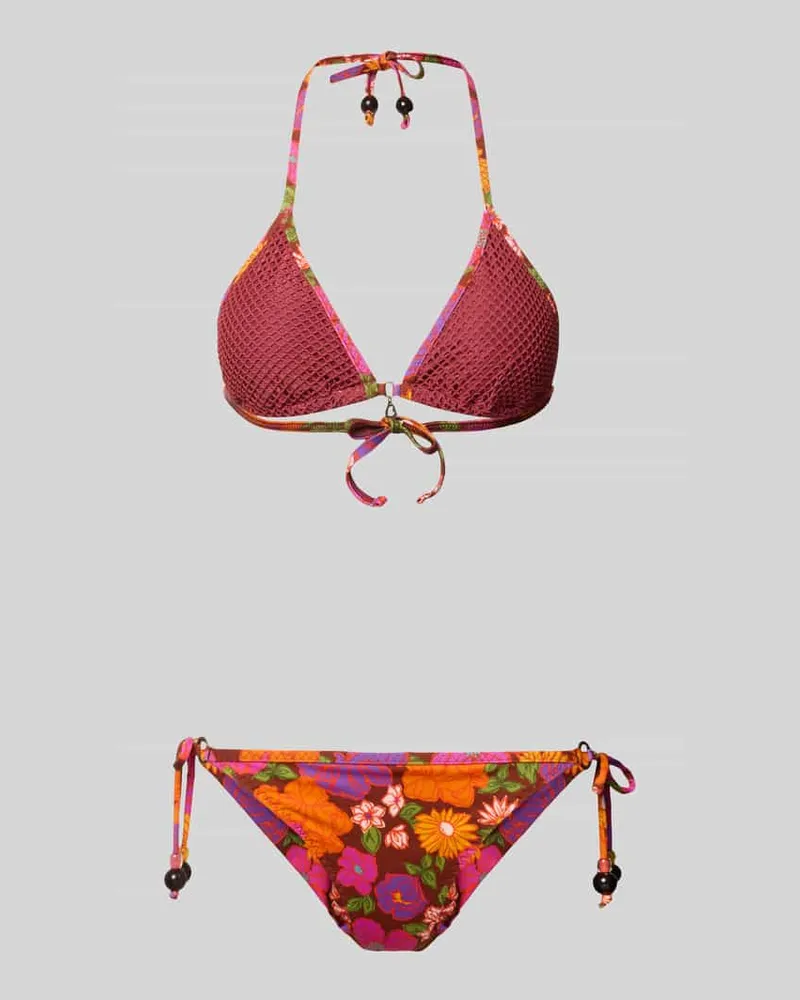 Banana Moon Slim Fit Bikini mit floralem Allover-Print Modell 'MUNDOIOKA Bordeaux