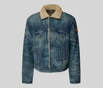 Jeansjacke mit Teddyfell und Brusttaschen