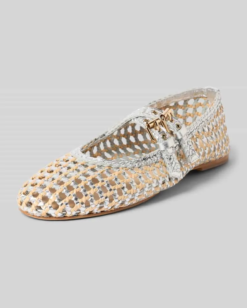 Inuovo Ballerinas aus Leder-Mix in Flecht-Optik Silber