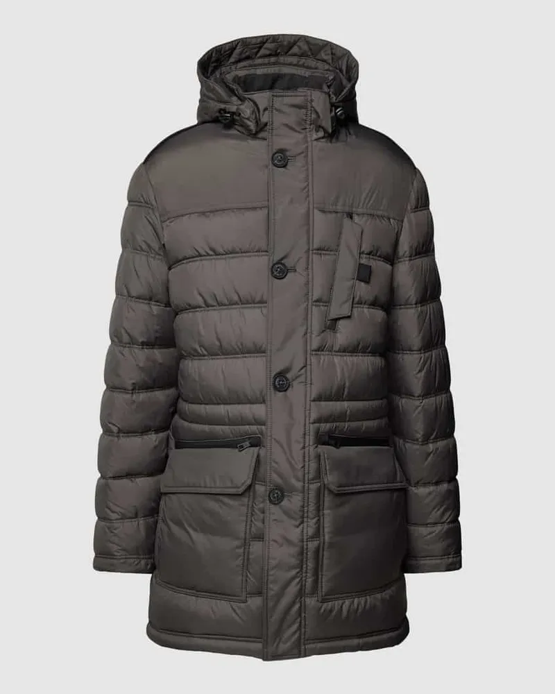 Bugatti Steppjacke mit Kapuze und Pattentaschen Graphit