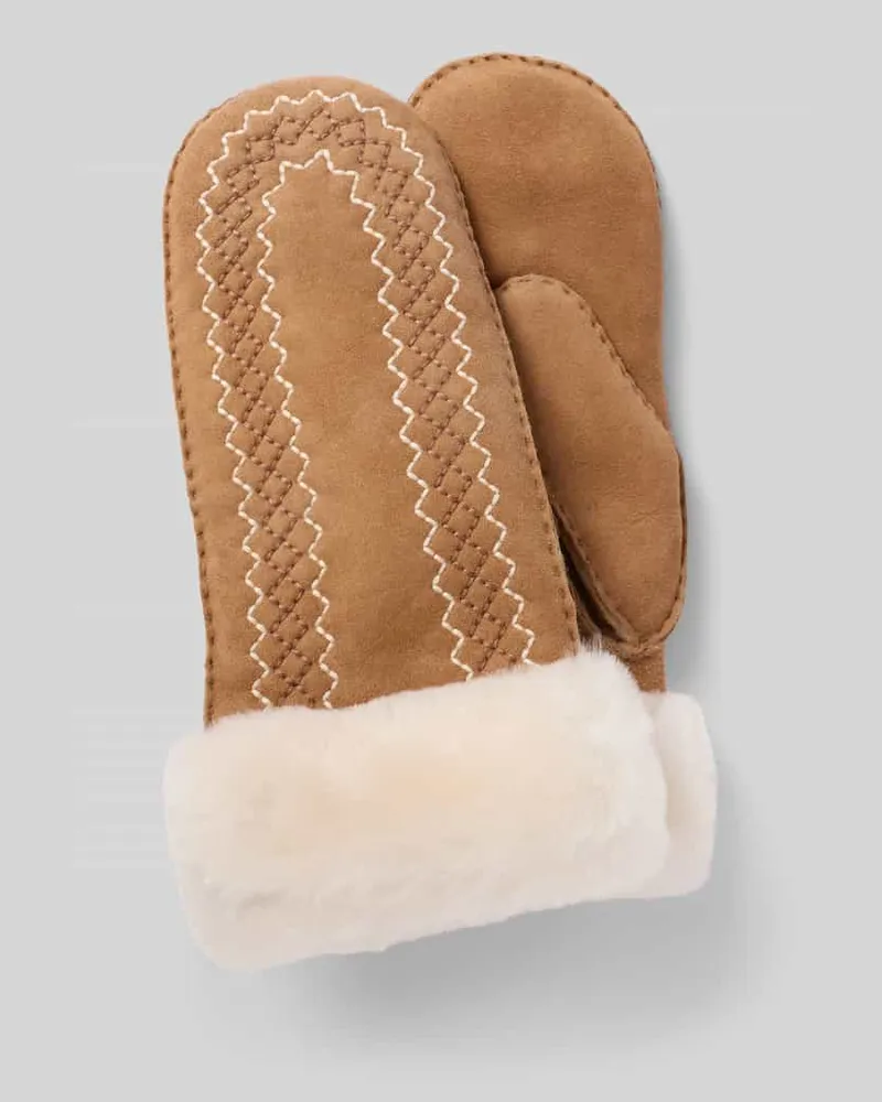 UGG Handschuhe aus Lammleder mit Stitchings Modell 'ATHERSON Camel