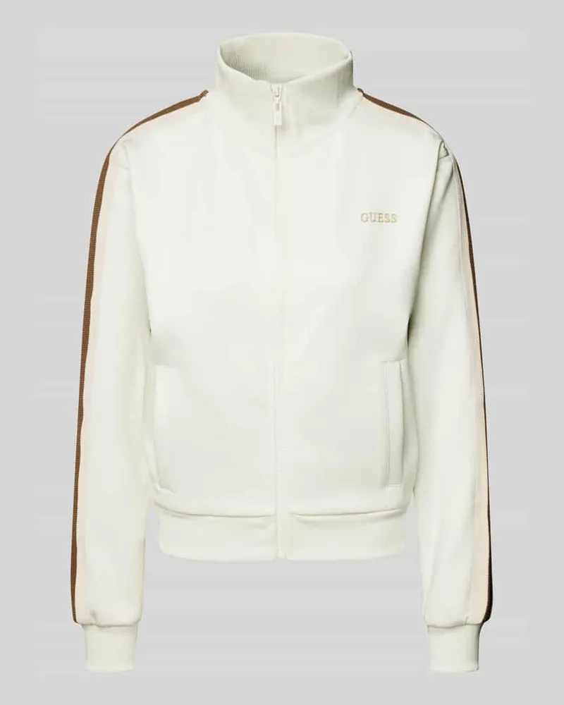 Guess Sweatjacke mit Label-Print Modell 'YARROW Offwhite