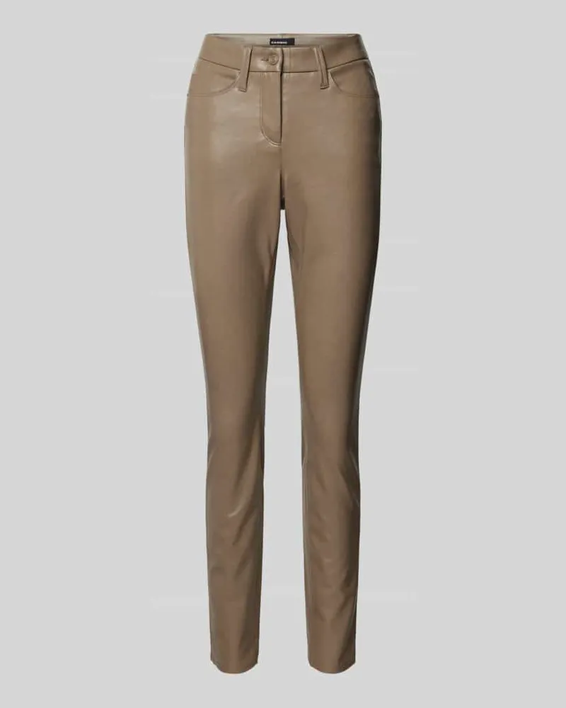 Cambio Slim Fit Hose in Leder-Optik Modell 'RAY Taupe