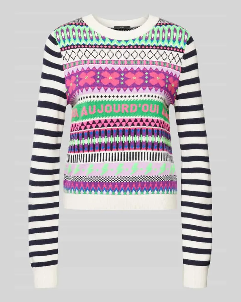 Oui  Strickpullover mit Rundhalsausschnitt Lila