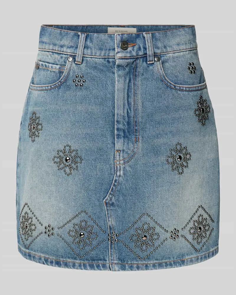 Max Mara Jeansrock mit Ziersteinbesatz Blau