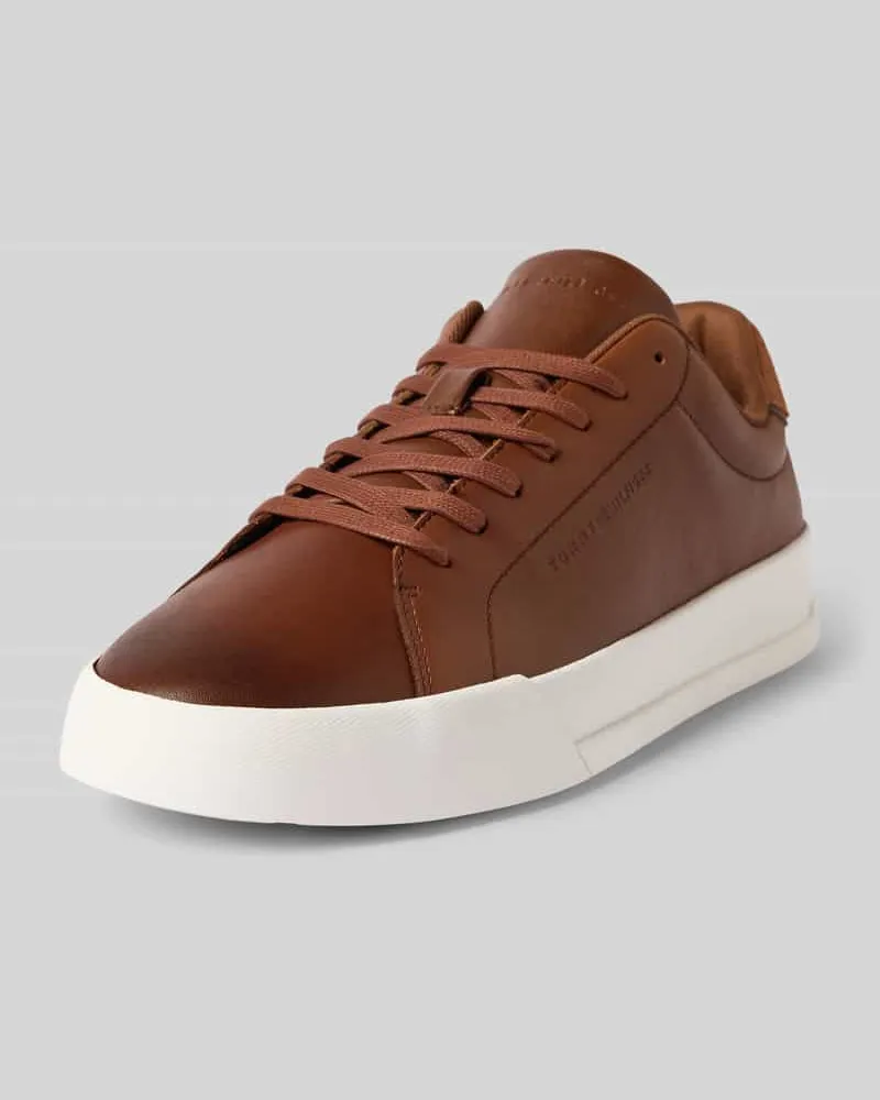 Tommy Hilfiger Low Top Sneaker aus echtem Leder Cognac